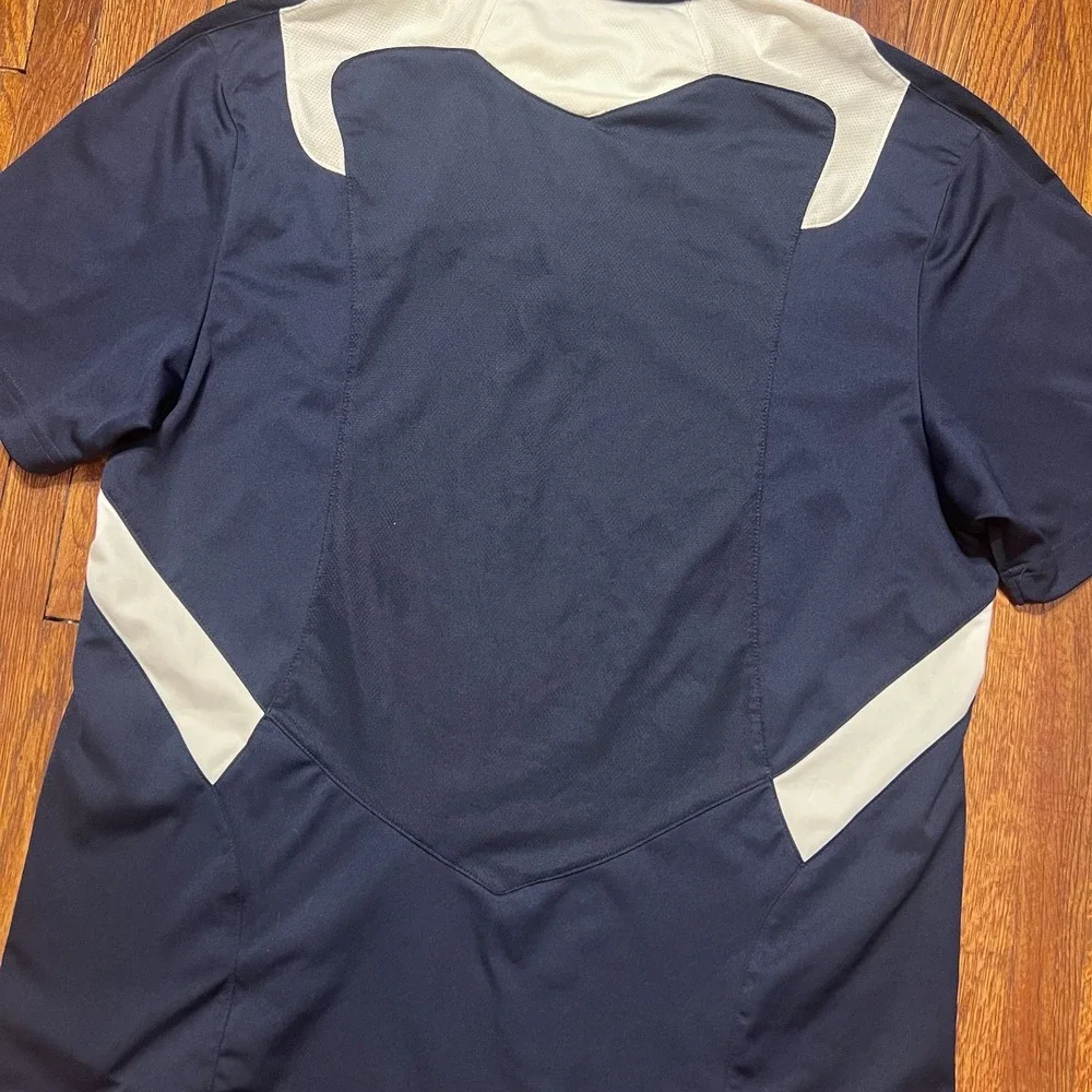 Adidas Akron Zips ClimaLite Scorch Men's Navy Golf Polo Shirt Size Large